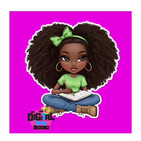14 Melanin Girl Digital Stickers PNG | Afro Journaling Character | Black Girl Magic Art | Planner Stickers | Sublimation Clipart UPSCALED