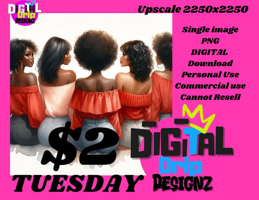 Red Friends Togetherness African American Girlfriends Gathered