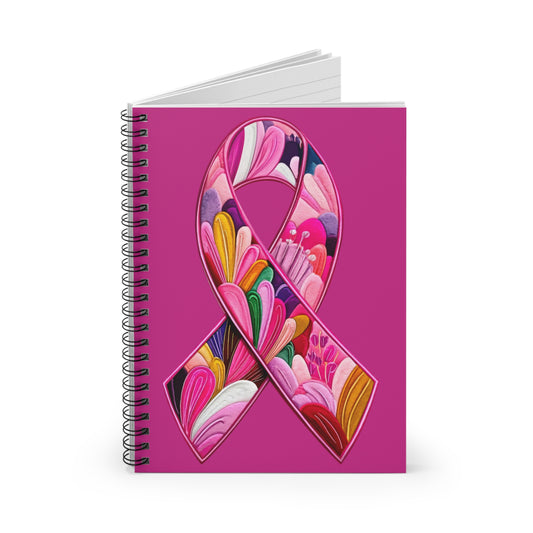 Pink Ribbon Spiral Notebook - Beautiful Floral Design for Inspiration, Journaling, Gifts, Fundraising, Breast Cancer Awareness