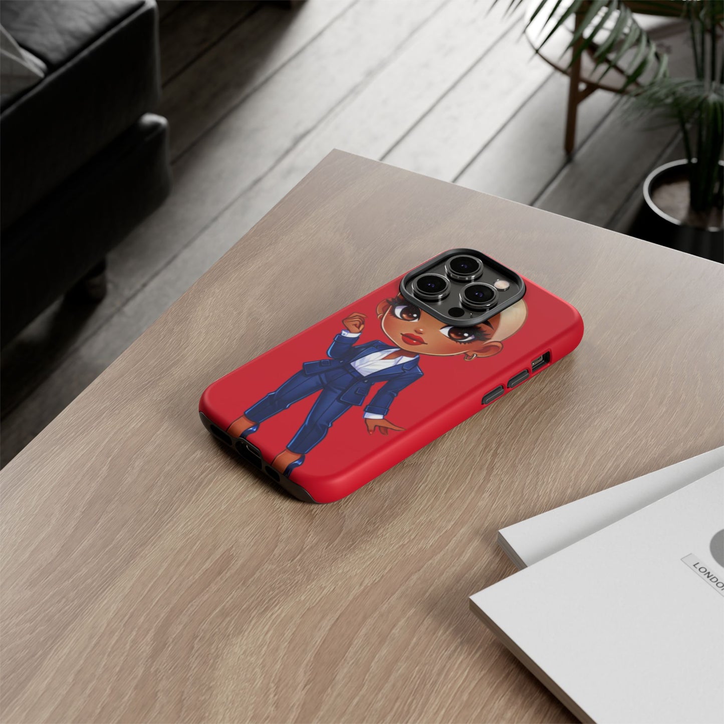Stylish Phone Case with Confident “Deedra” Character Design, Protects Your Phone, Unique Gift, Trendy Accessory, Fashion Statement