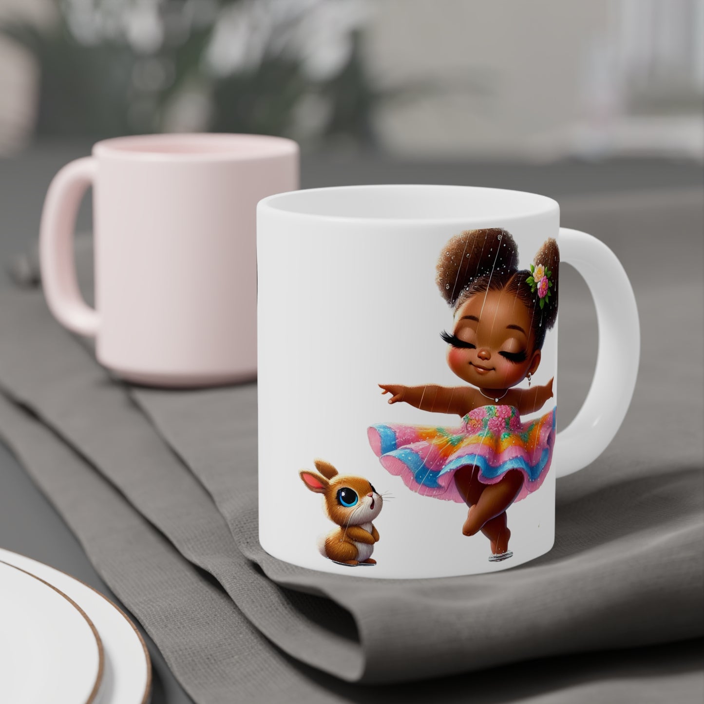 Whimsical Dance Ceramic Mug, Cute Character Mug, Perfect Gift for Kids, Colorful Occasion Mug, Fun Tea or Coffee Cup