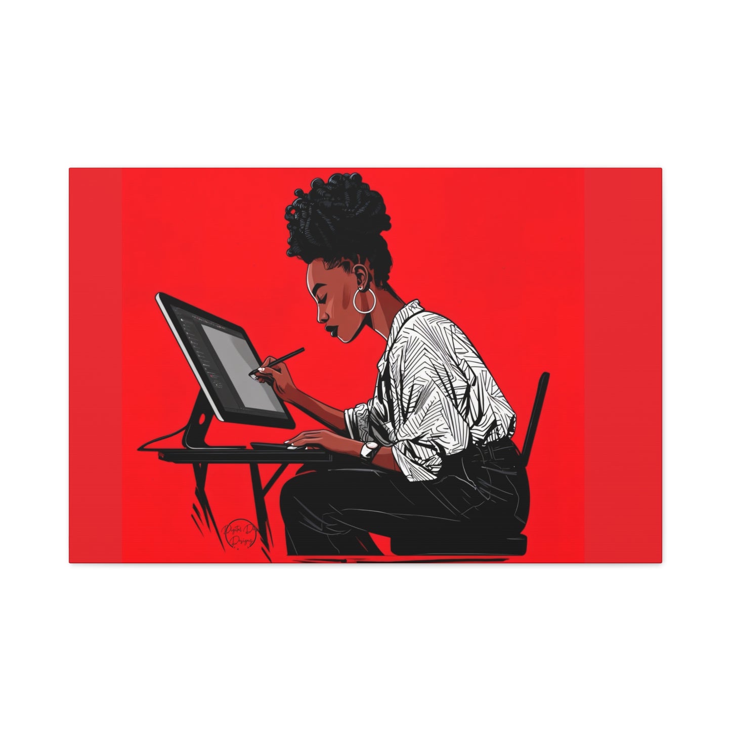 Artistic Canvas Print, Wall Decor, Home Office Inspiration, Gift for Creatives, Modern Art, Black Woman Artist