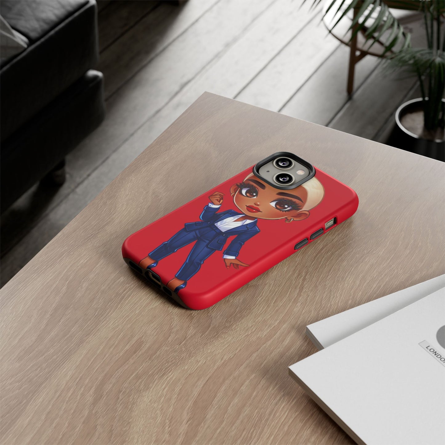 Stylish Phone Case with Confident “Deedra” Character Design, Protects Your Phone, Unique Gift, Trendy Accessory, Fashion Statement
