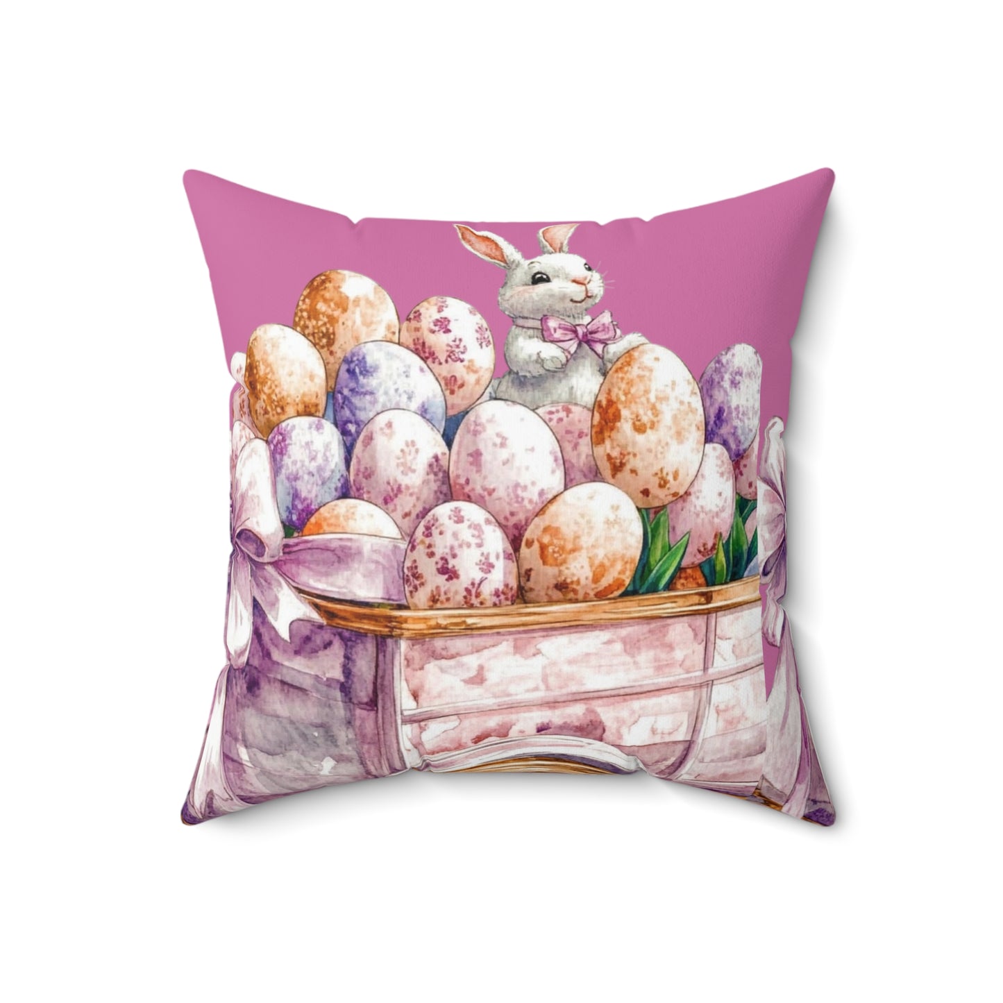 Easter Bunny Decor Pillow, Spring Home Accent, Cute Pillow for Living Room, Easter Gift, Decorative Square Cushion