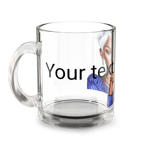 Personalized Elegant Portrait Glass Mug, 10oz Coffee Cup, Chic Gift , Stylish Drink-ware Unique Home Decor Item, Perfect for Birthdays