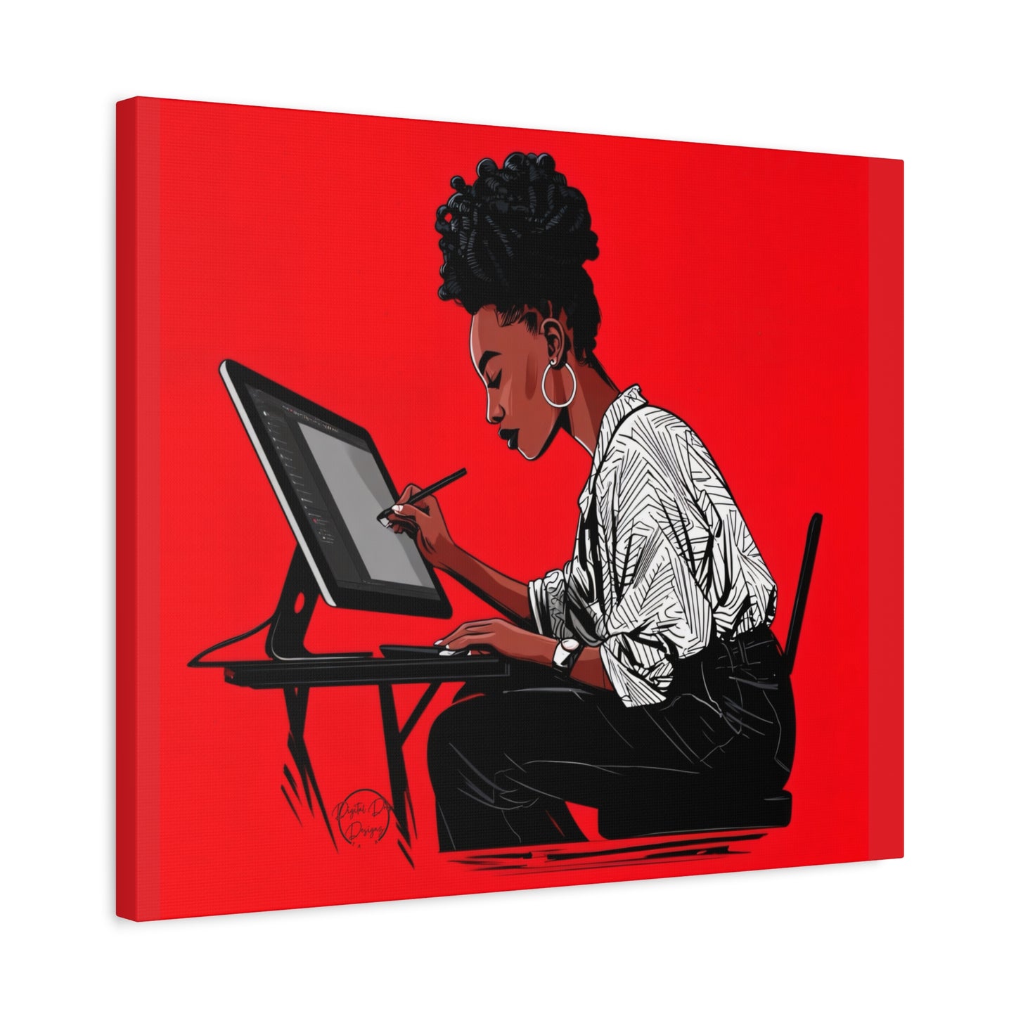 Artistic Canvas Print, Wall Decor, Home Office Inspiration, Gift for Creatives, Modern Art, Black Woman Artist