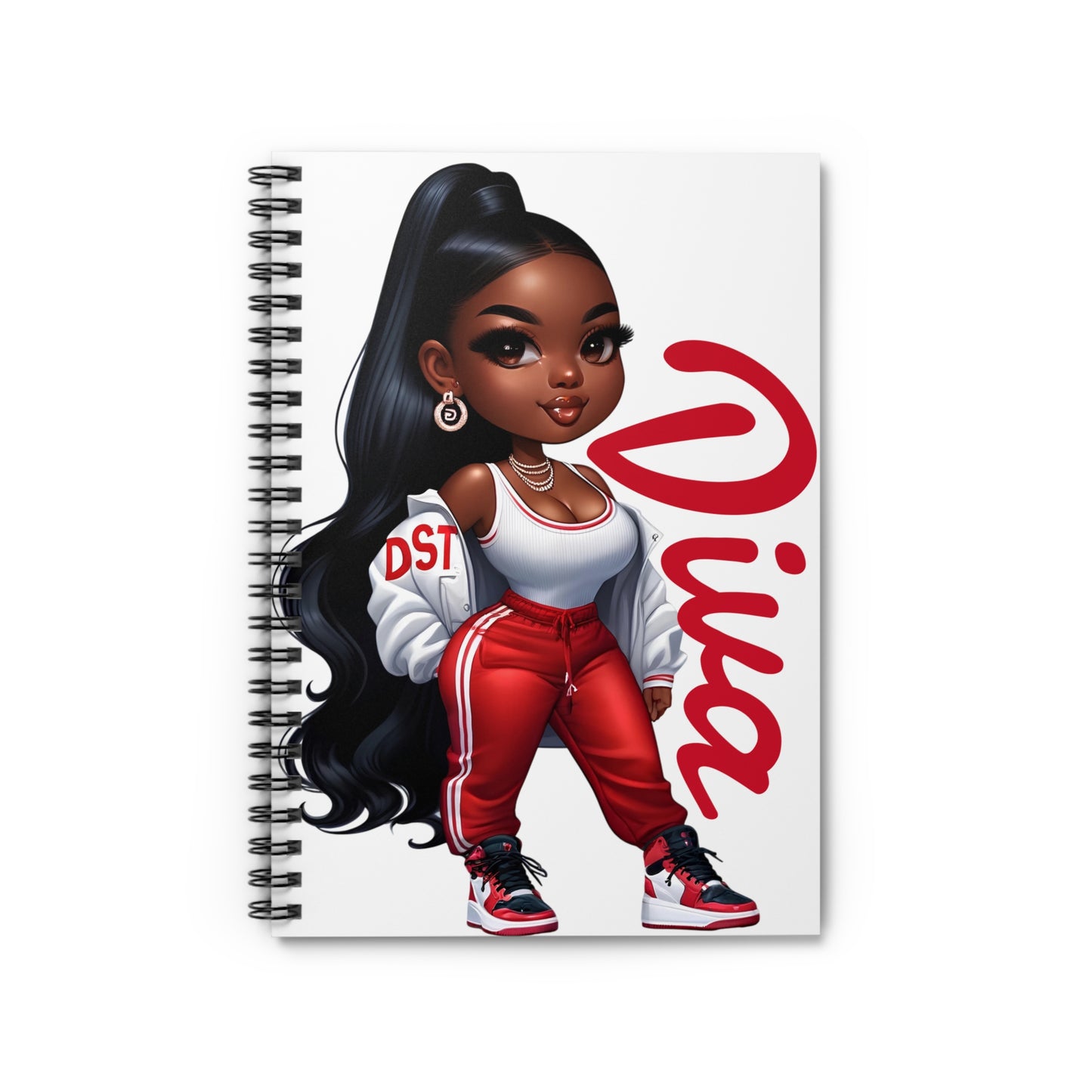 Stylish Diva Spiral Notebook - Ruled Line, Trendy Journal, Perfect for Students, Gift for Fashion Lovers, Cute School Supplies,
