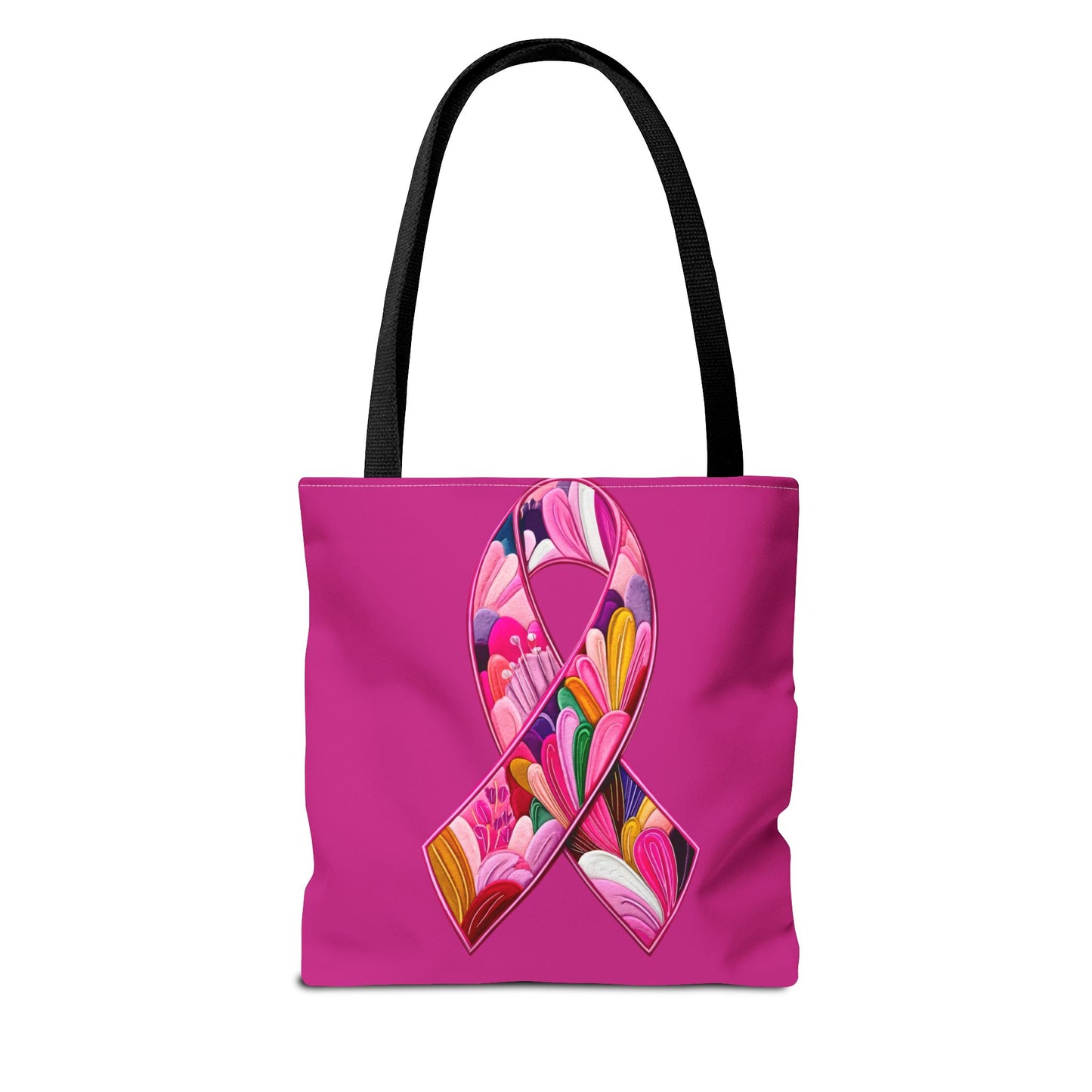 Pink Ribbon Floral Tote Bag, Eco-Friendly Shopping Bag, Breast Cancer Awareness, Gift for Her, Reusable Bag, Fashion Accessory