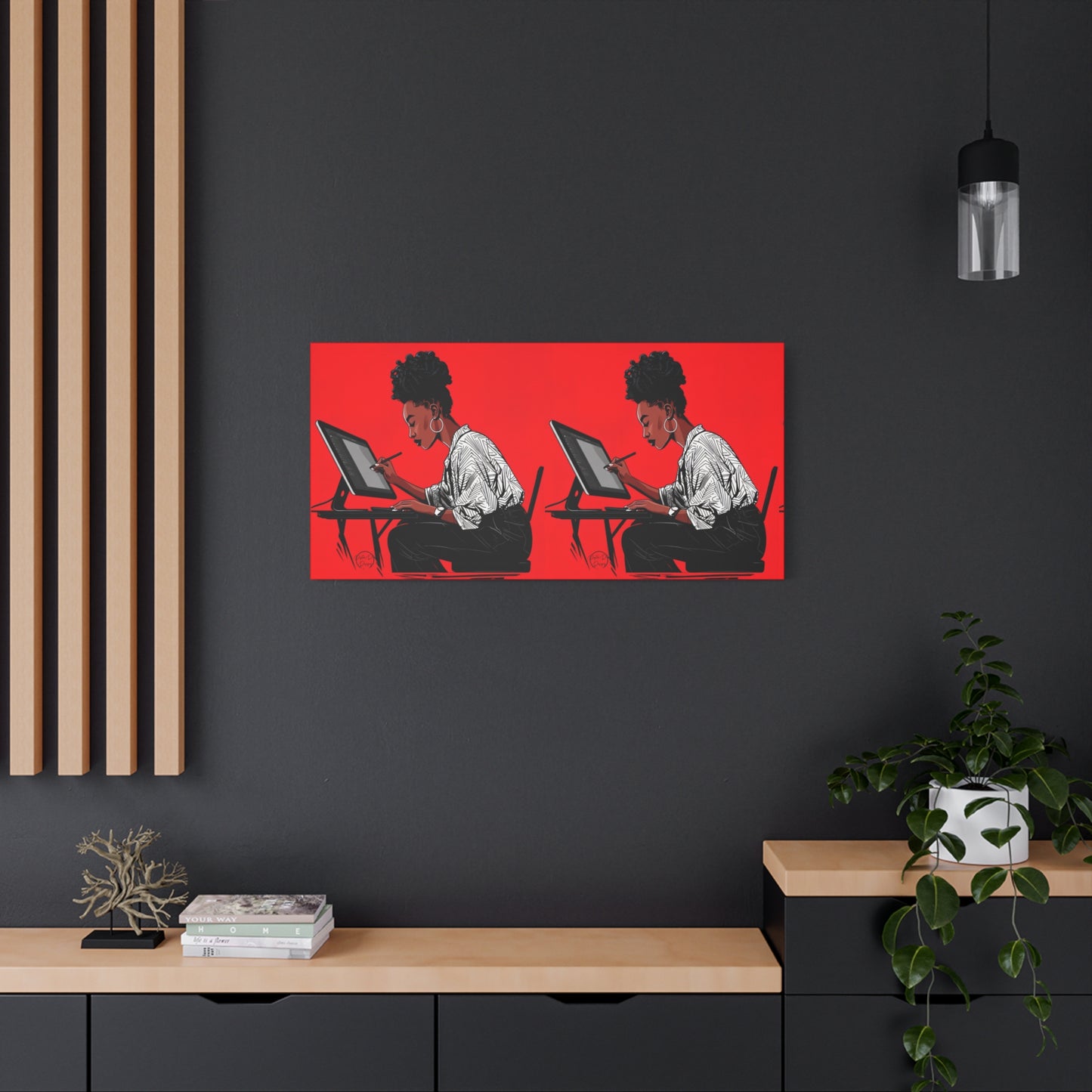Artistic Canvas Print, Wall Decor, Home Office Inspiration, Gift for Creatives, Modern Art, Black Woman Artist