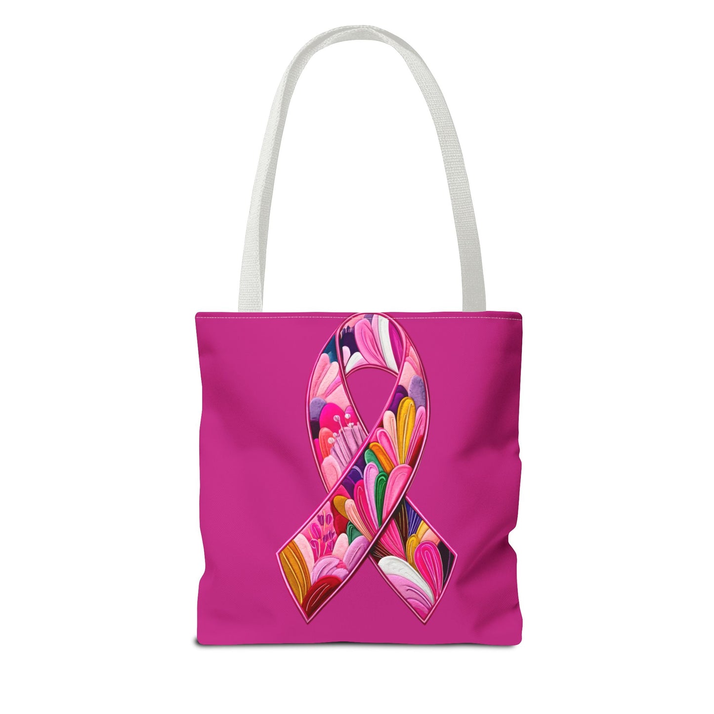 Pink Ribbon Floral Tote Bag, Eco-Friendly Shopping Bag, Breast Cancer Awareness, Gift for Her, Reusable Bag, Fashion Accessory