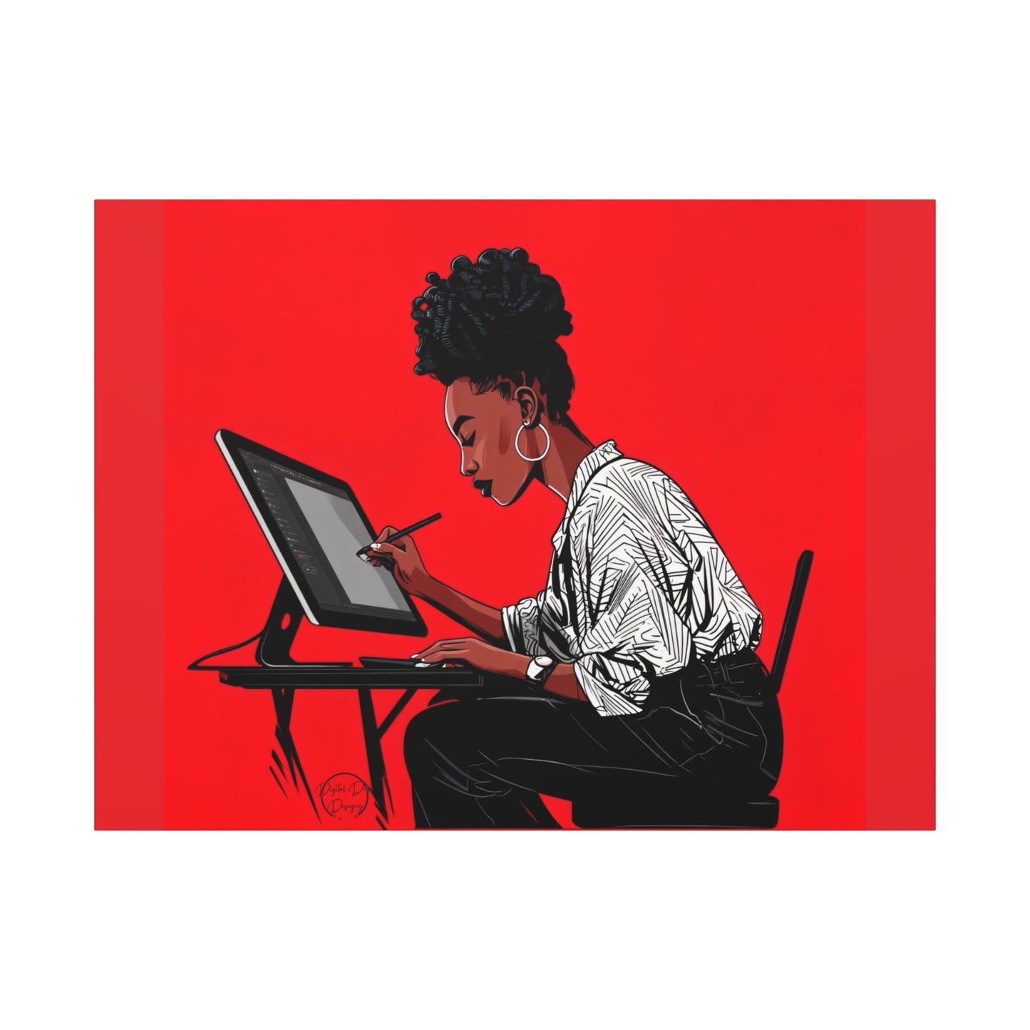 Artistic Canvas Print, Wall Decor, Home Office Inspiration, Gift for Creatives, Modern Art, Black Woman Artist
