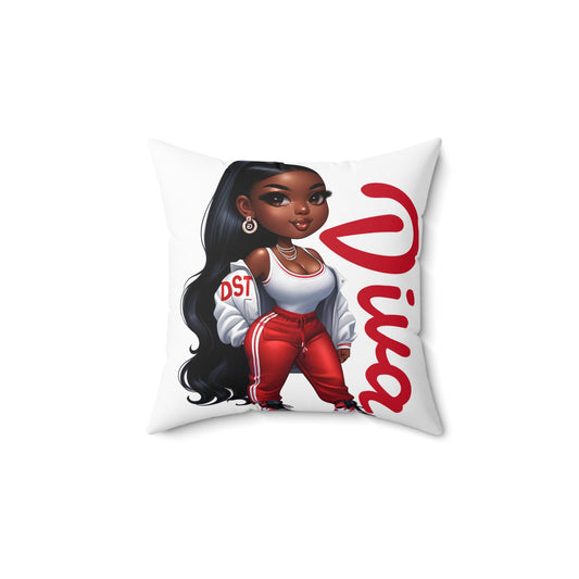 Delta Diva Chic Spun Polyester Pillow, Decorative Square Cushion, Throw Pillow for Living Room, Elegant Home Decor, Feminine Bedroom Accent