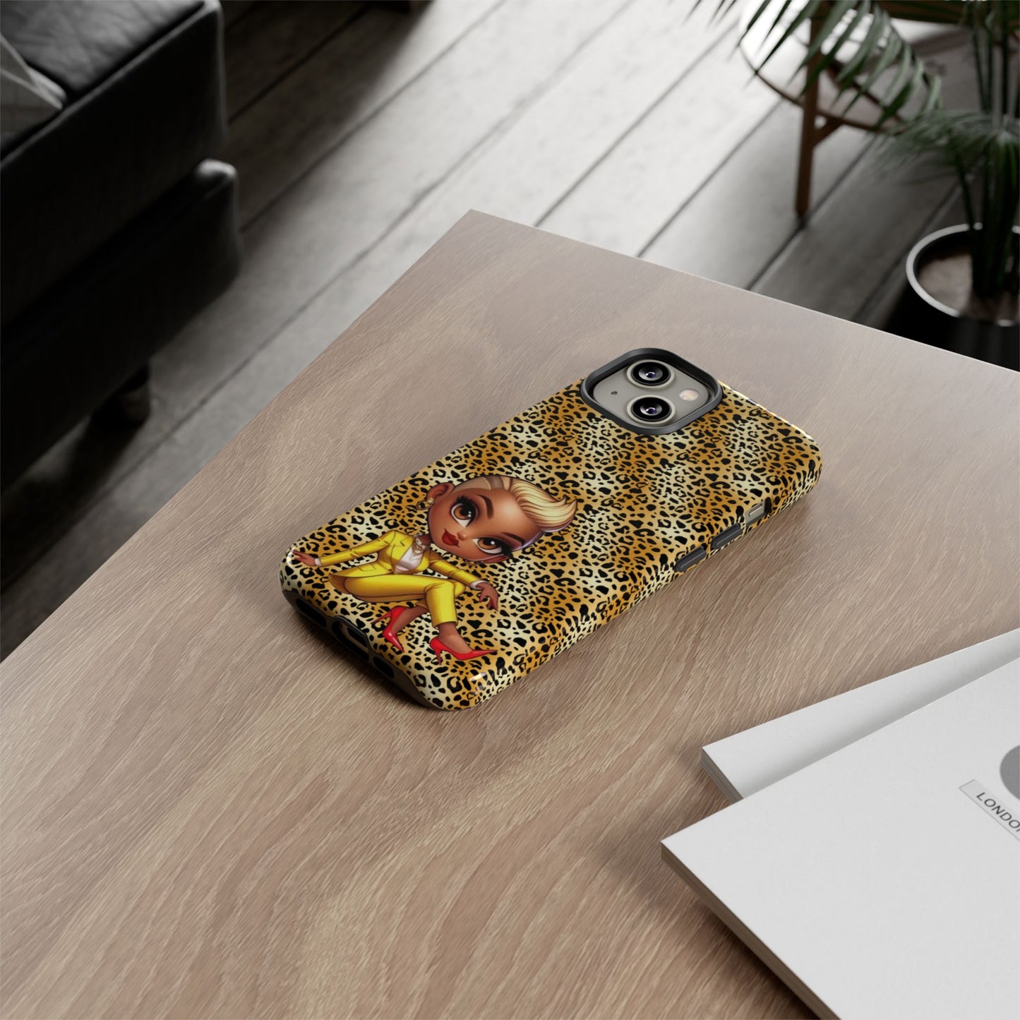 Phone Case, Blonde Bombshell Leopard Print Case, Tough Phone Cover, Stylish Animal Print Phone Protector, Gift for Her