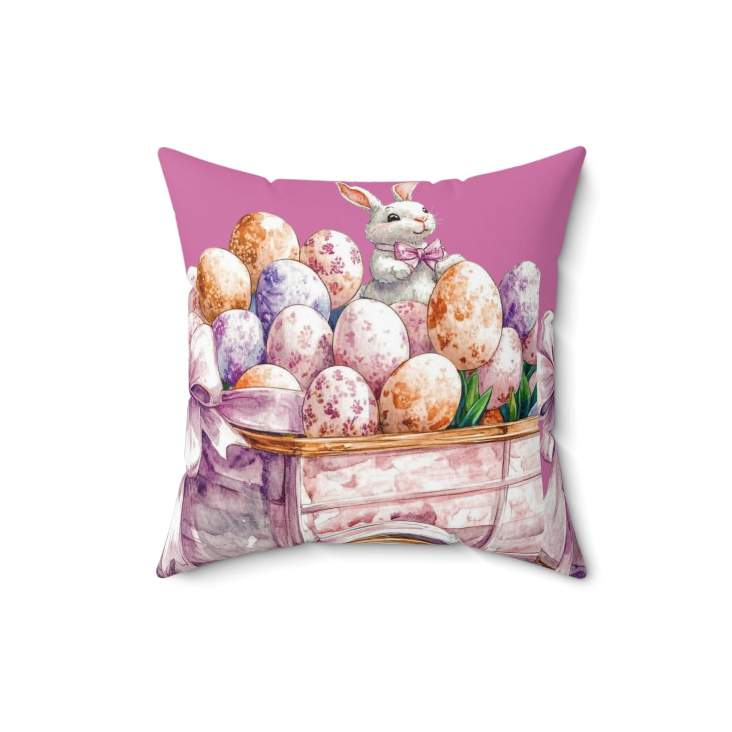 Easter Bunny Decor Pillow, Spring Home Accent, Cute Pillow for Living Room, Easter Gift, Decorative Square Cushion