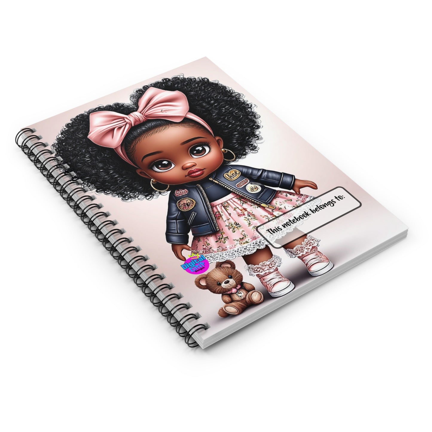 African American Doll Spiral Notebook, Ruled Line, Black Girl Journal, Cute Afro Doll Diary, Ethnic Stationery, Back to School Gift