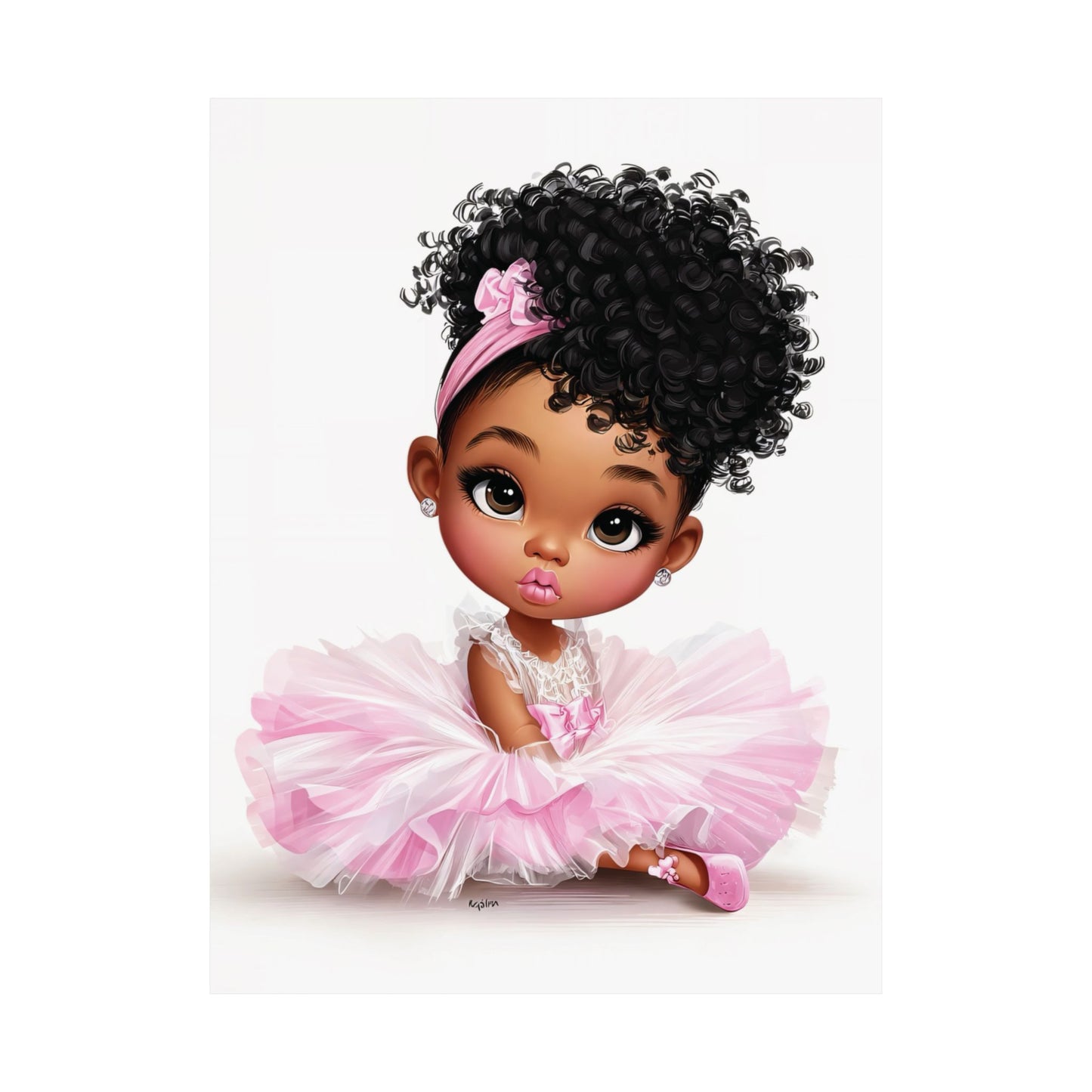 Adorable Princess Art Print, Cute Nursery Decor, Matte Vertical Posters for Kids' Rooms, Pink Kid's Artwork, Birthday Gift Idea