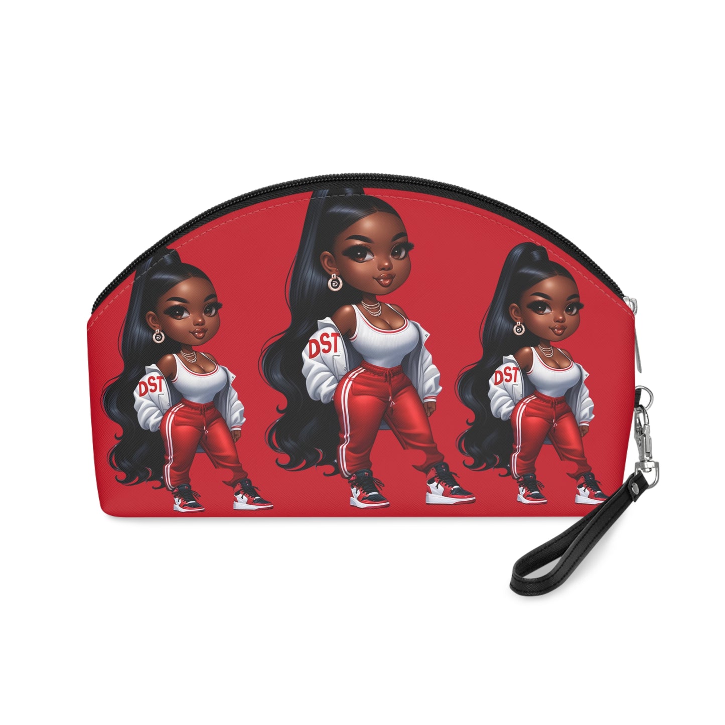 Delta Diva Chic Makeup Bag with Stylish Cartoon Design, Cute Cosmetic Pouch, Perfect Gift for Her, Travel Makeup Organizer, Fashionista Accessory