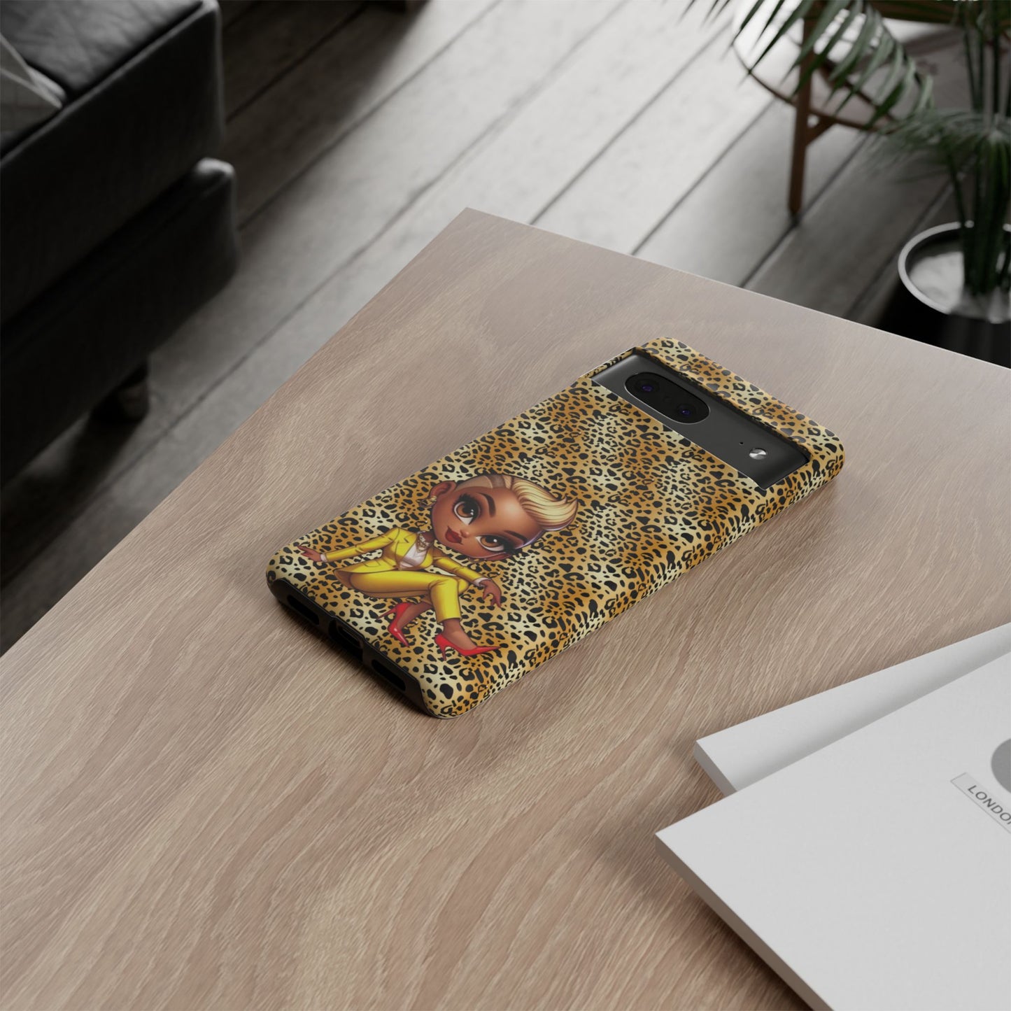 Phone Case, Blonde Bombshell Leopard Print Case, Tough Phone Cover, Stylish Animal Print Phone Protector, Gift for Her