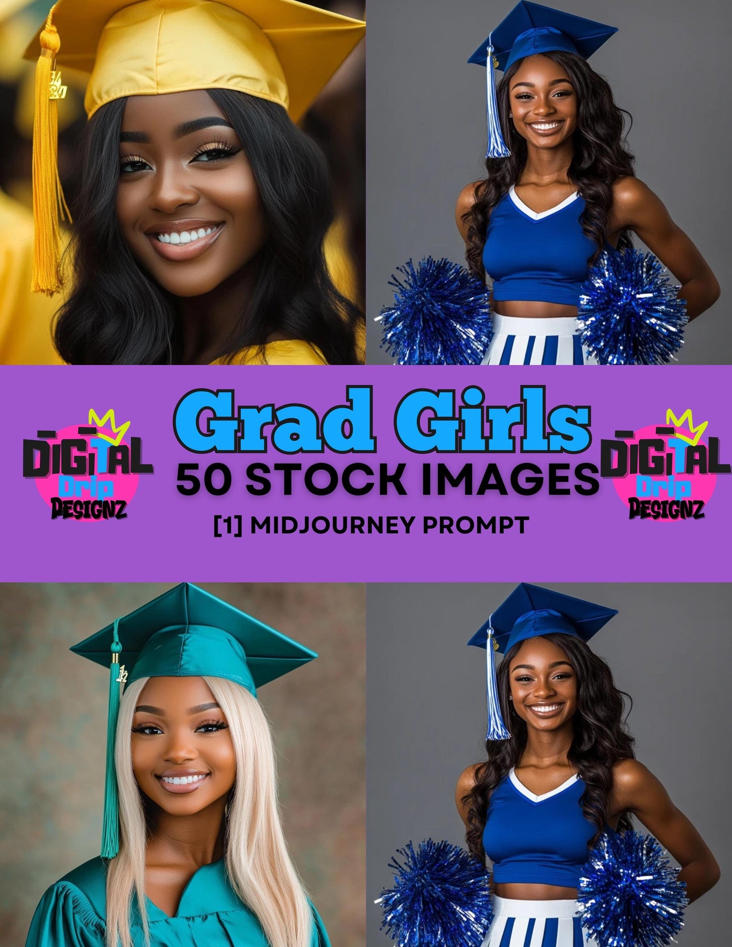 Graduation Stock Images | 50 AI-Generated Grad Girl Photos | Digital Download Mid journey Prompt