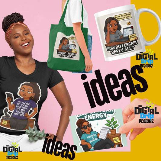 Teacher Baddies – End-of-Year Mega Sticker Pack | 25 Glossy Black Girl Teacher Stickers | Teacher Burnout Humor | Digital Planner Stickers