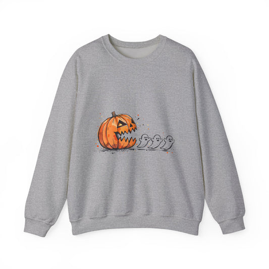 Spooky Pumpkin Crewneck Sweatshirt, Halloween Apparel, Ghosts Sweatshirt, Fall Fashion, Unisex Sweatshirt, Cozy Halloween Sweater