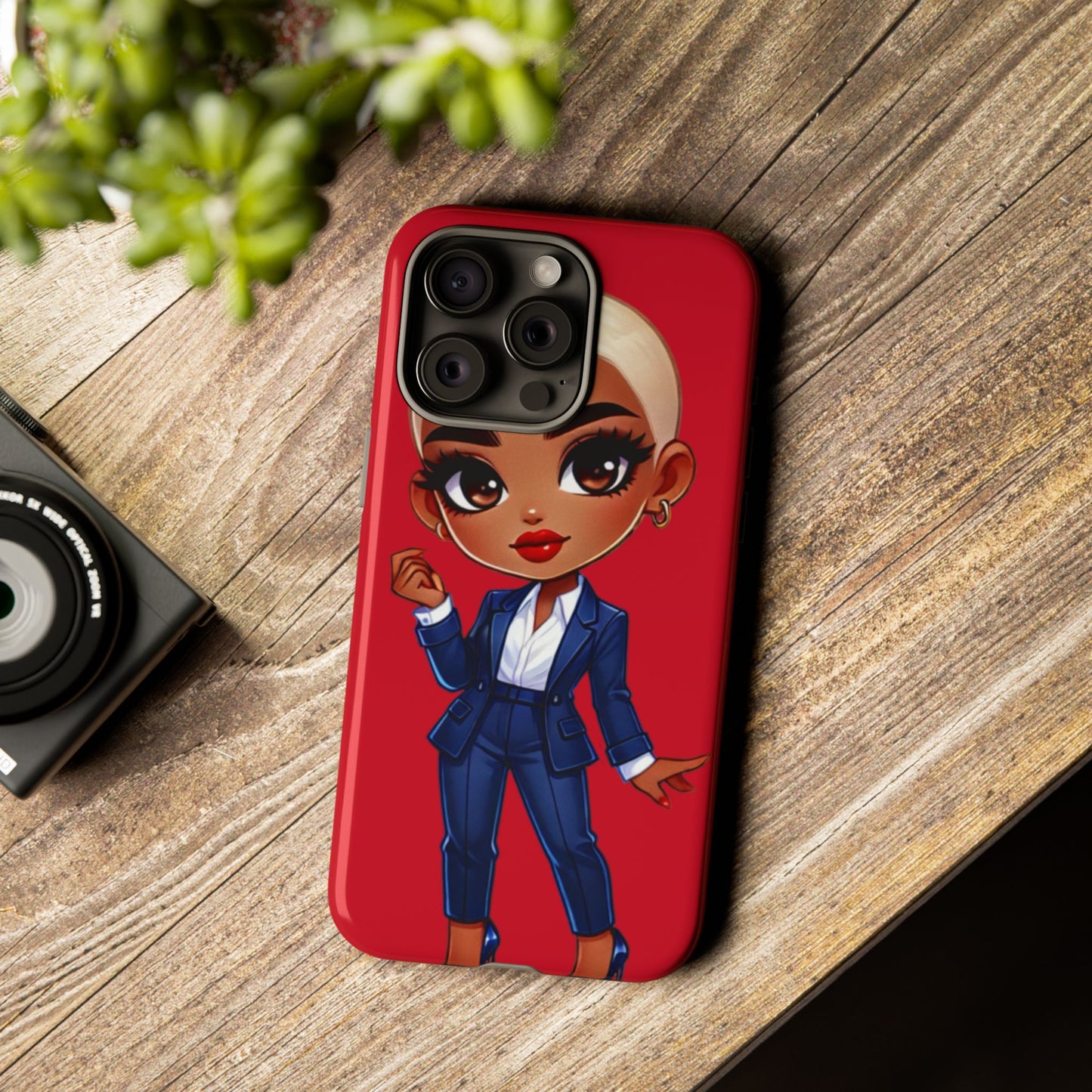 Stylish Phone Case with Confident “Deedra” Character Design, Protects Your Phone, Unique Gift, Trendy Accessory, Fashion Statement