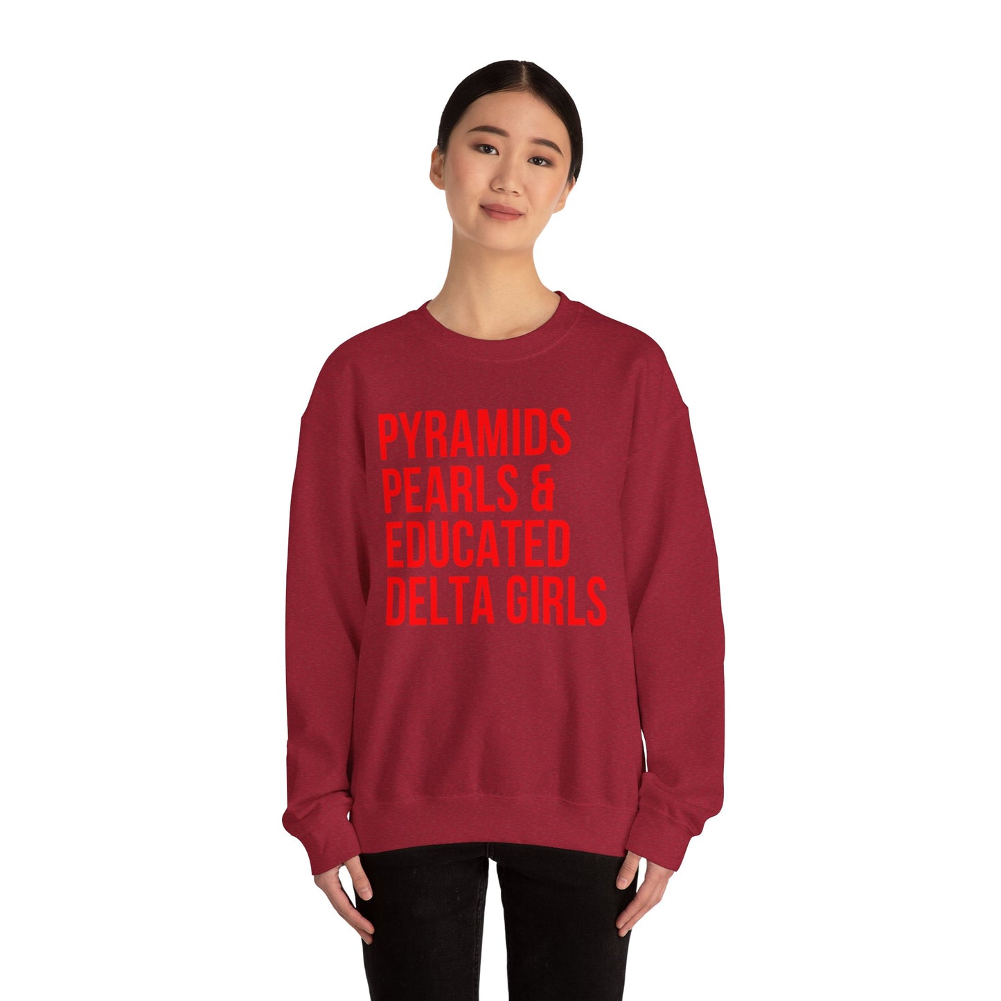 Crimson Pyramids Pearls Unisex Sweatshirt, Delta Girls Crewneck Jumper, College Student Gift, Trendy Pullover, Egypt Lover Shirt