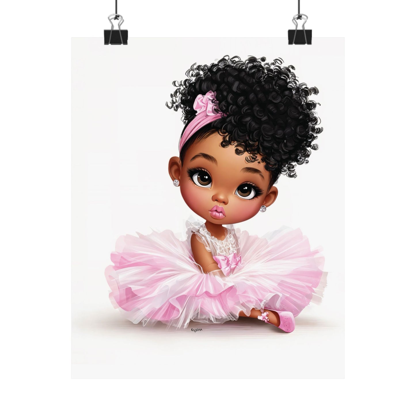 Adorable Princess Art Print, Cute Nursery Decor, Matte Vertical Posters for Kids' Rooms, Pink Kid's Artwork, Birthday Gift Idea
