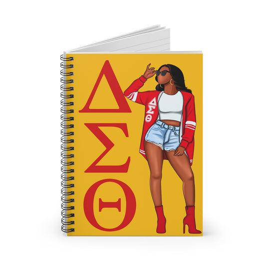 Delta Sigma Theta White Tall Standing Woman Ruled Line Spiral Notebook, Journal, Diary, Sketchbook, Notepad