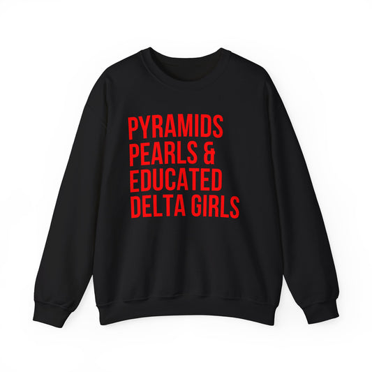 Crimson Pyramids Pearls Unisex Sweatshirt, Delta Girls Crewneck Jumper, College Student Gift, Trendy Pullover, Egypt Lover Shirt