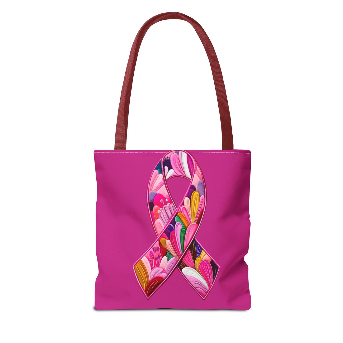 Pink Ribbon Floral Tote Bag, Eco-Friendly Shopping Bag, Breast Cancer Awareness, Gift for Her, Reusable Bag, Fashion Accessory
