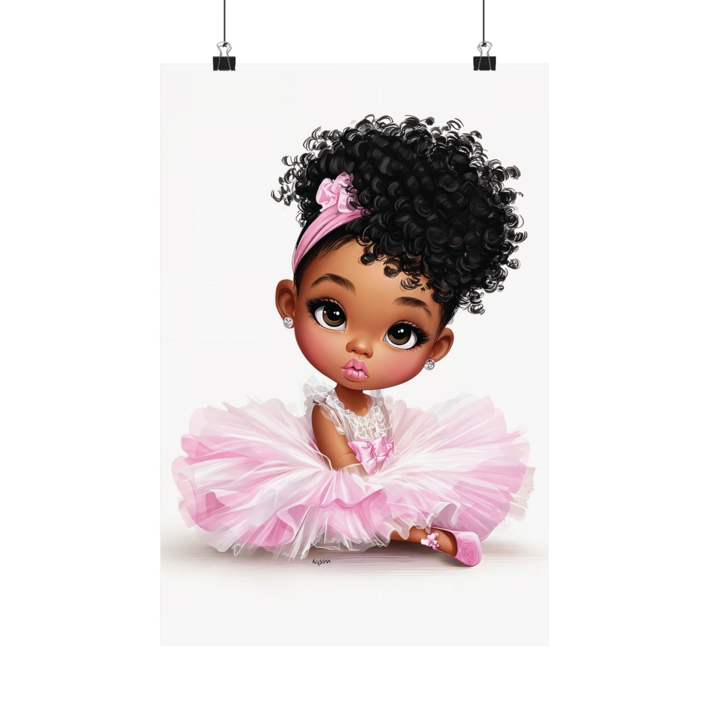 Adorable Princess Art Print, Cute Nursery Decor, Matte Vertical Posters for Kids' Rooms, Pink Kid's Artwork, Birthday Gift Idea