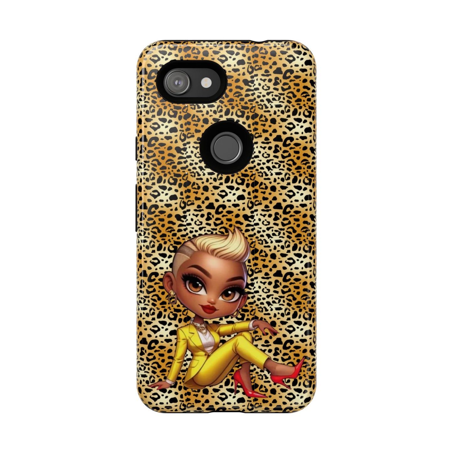 Phone Case, Blonde Bombshell Leopard Print Case, Tough Phone Cover, Stylish Animal Print Phone Protector, Gift for Her