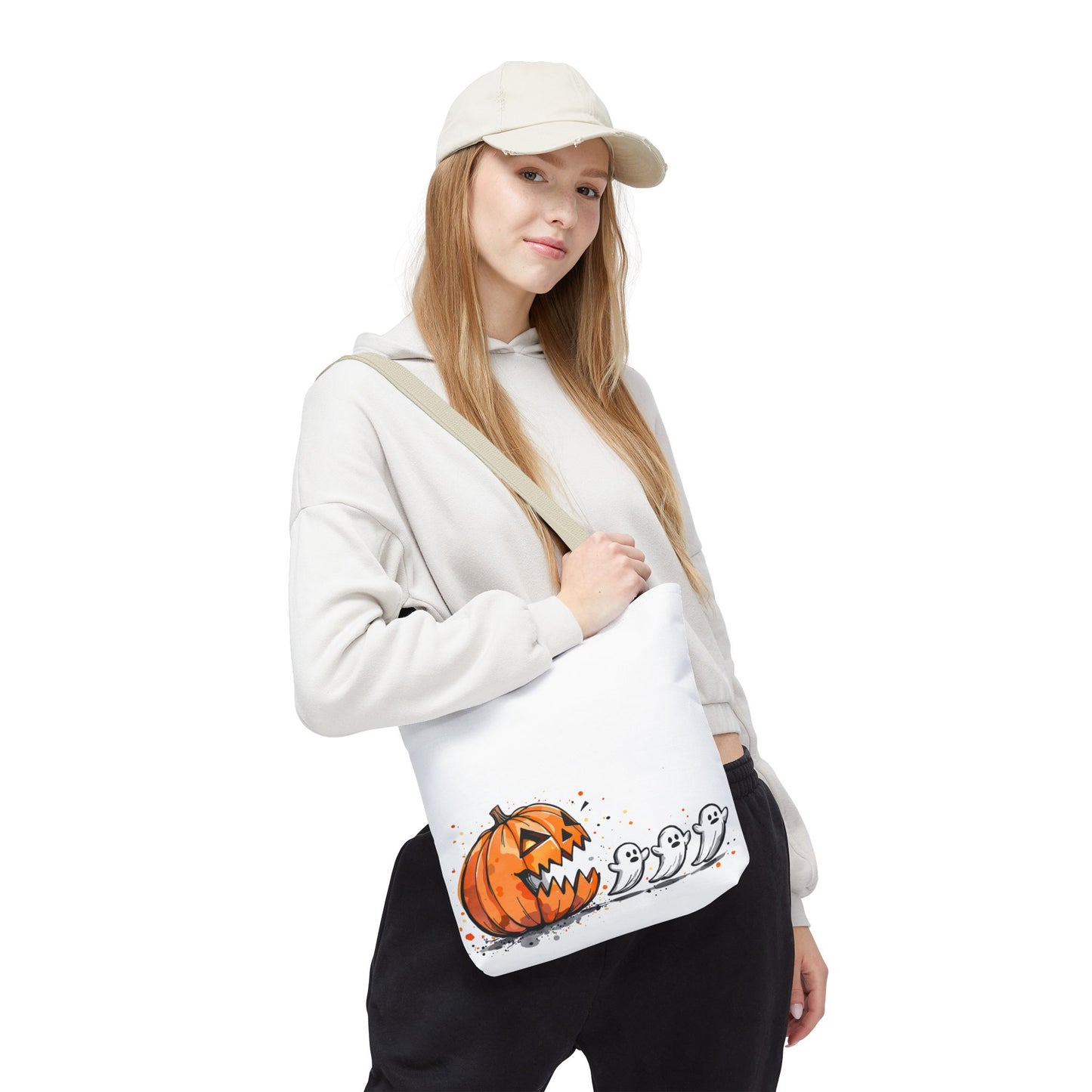 Halloween Ghostly Tote Bag, Trick or Treat, Fall Harvest, Pumpkin Patch, Spooky Season Accessory
