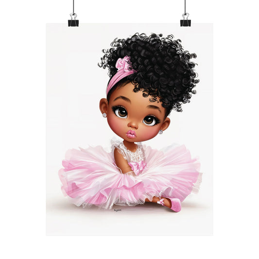 Adorable Princess Art Print, Cute Nursery Decor, Matte Vertical Posters for Kids' Rooms, Pink Kid's Artwork, Birthday Gift Idea