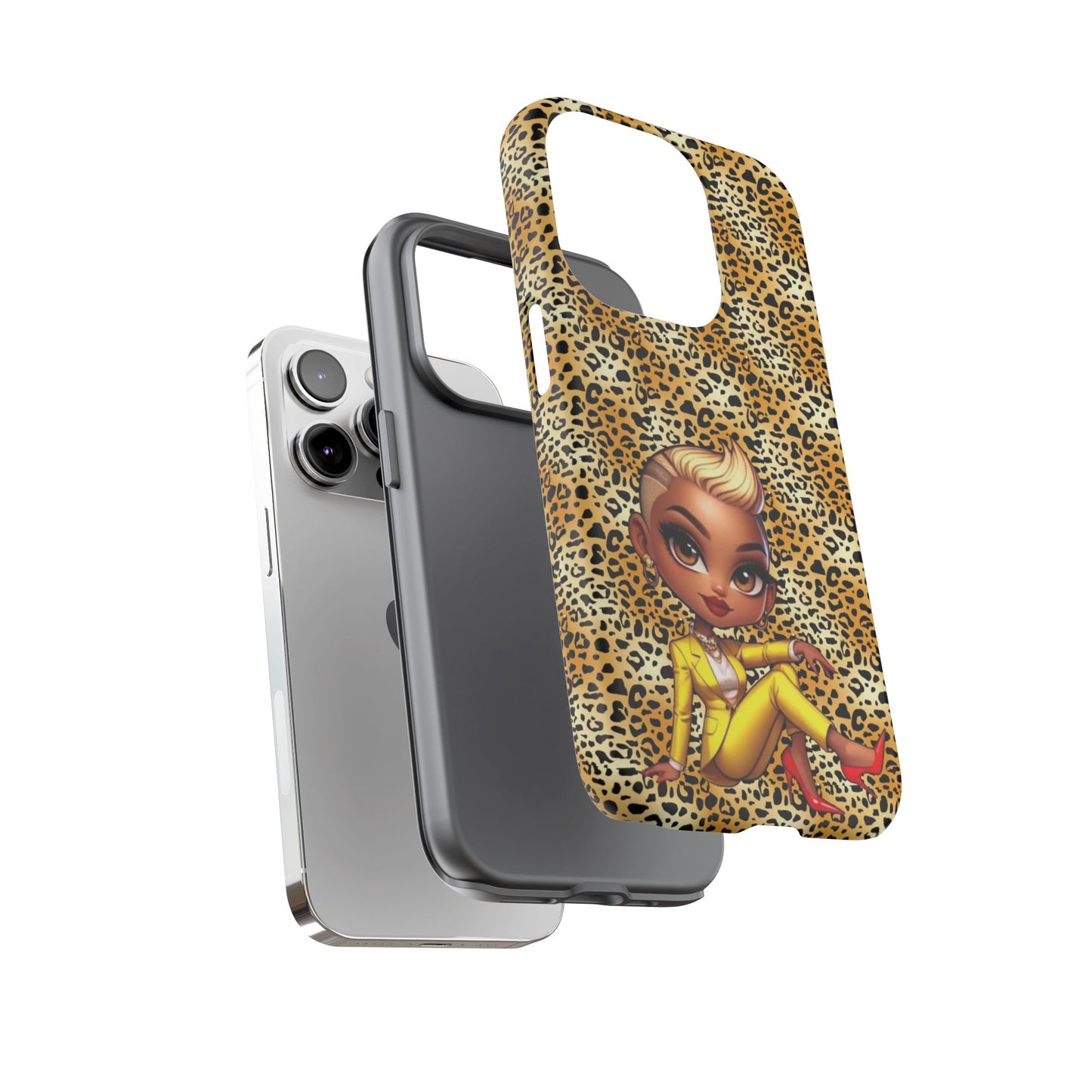 Phone Case, Blonde Bombshell Leopard Print Case, Tough Phone Cover, Stylish Animal Print Phone Protector, Gift for Her