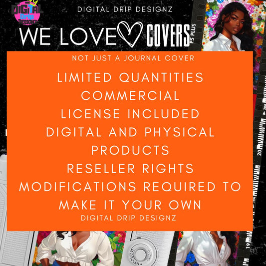 Digital Journal Covers - Commercial Use, Editable Notebook Covers, Chic Floral Designs, Instant Download | Digital Drip Designz