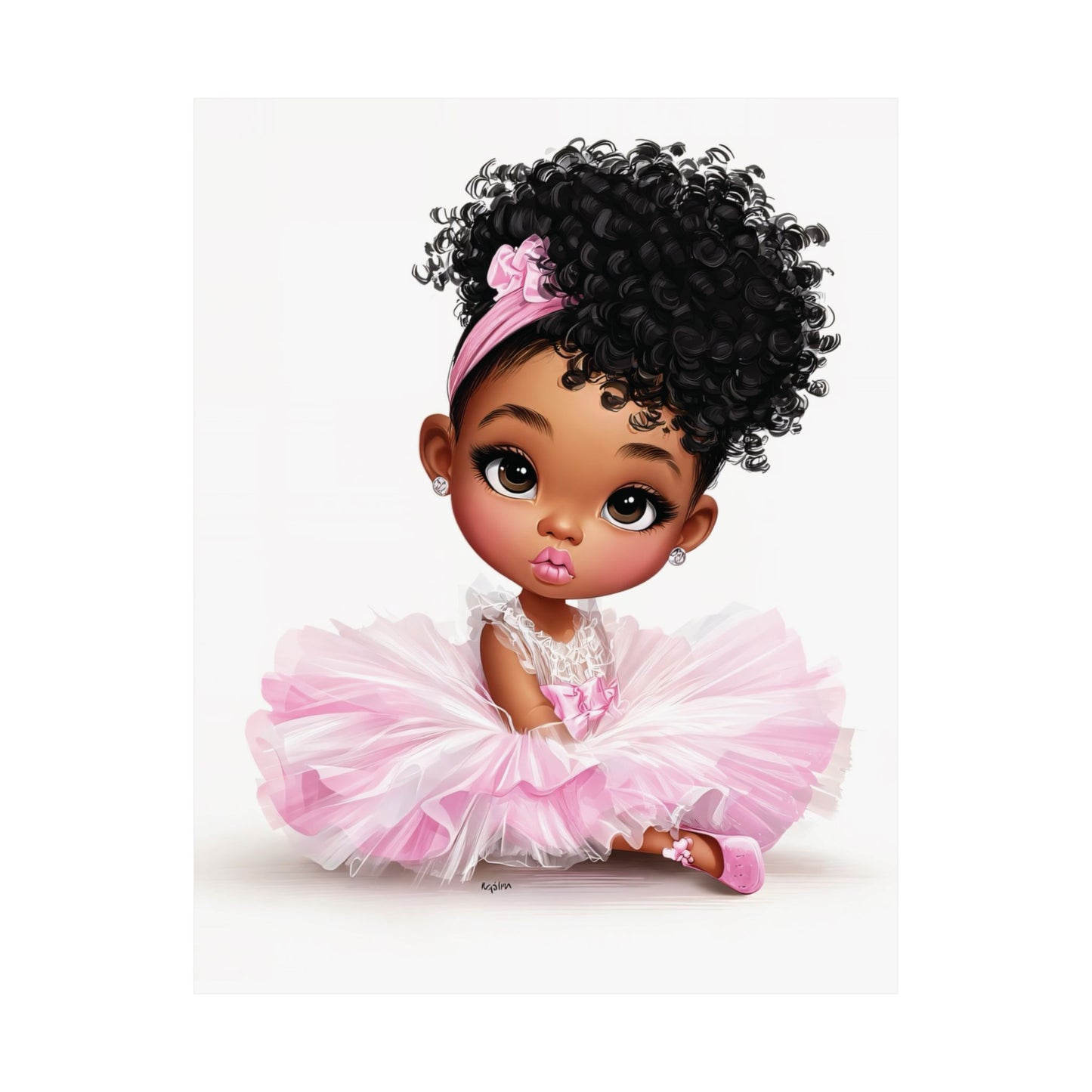 Adorable Princess Art Print, Cute Nursery Decor, Matte Vertical Posters for Kids' Rooms, Pink Kid's Artwork, Birthday Gift Idea