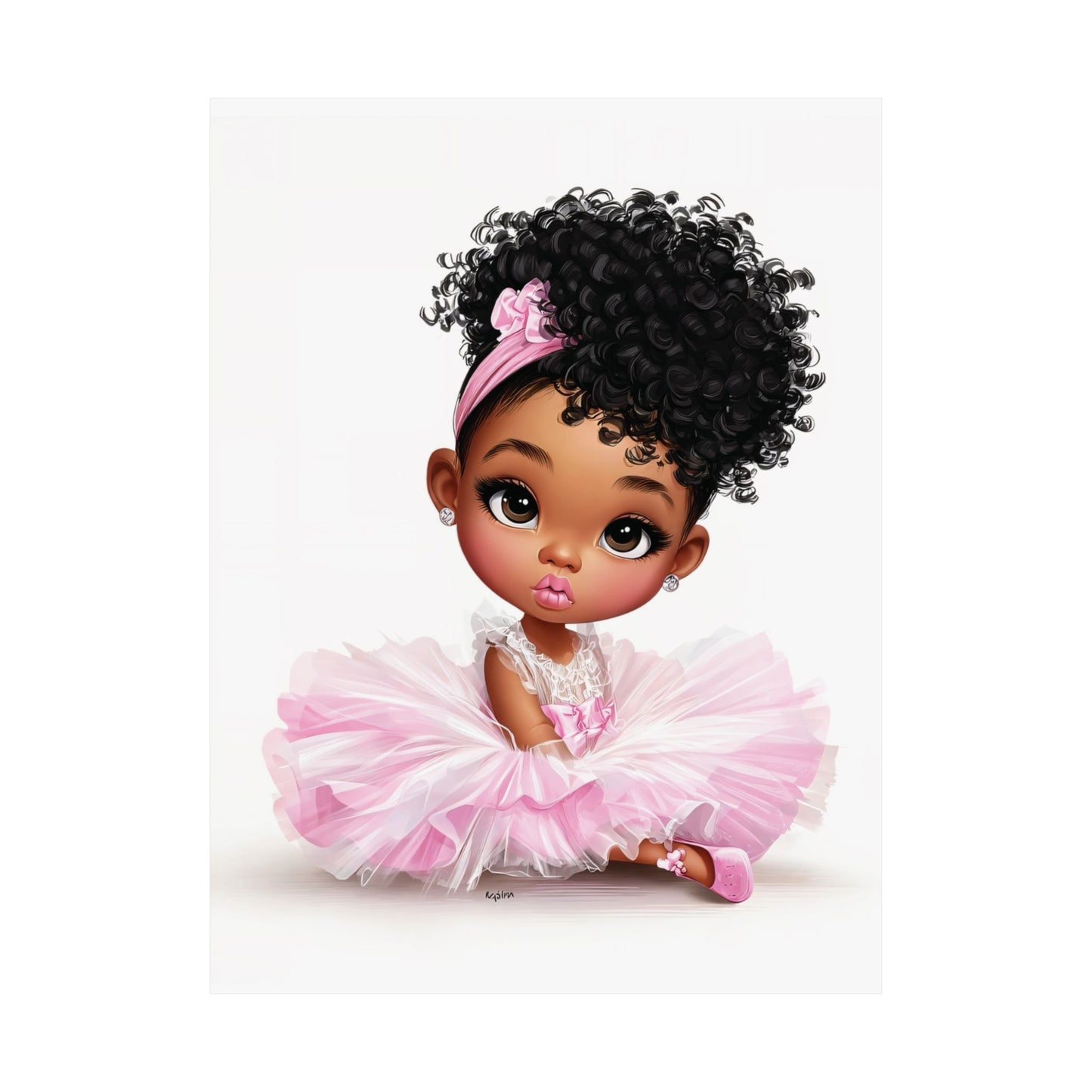 Adorable Princess Art Print, Cute Nursery Decor, Matte Vertical Posters for Kids' Rooms, Pink Kid's Artwork, Birthday Gift Idea