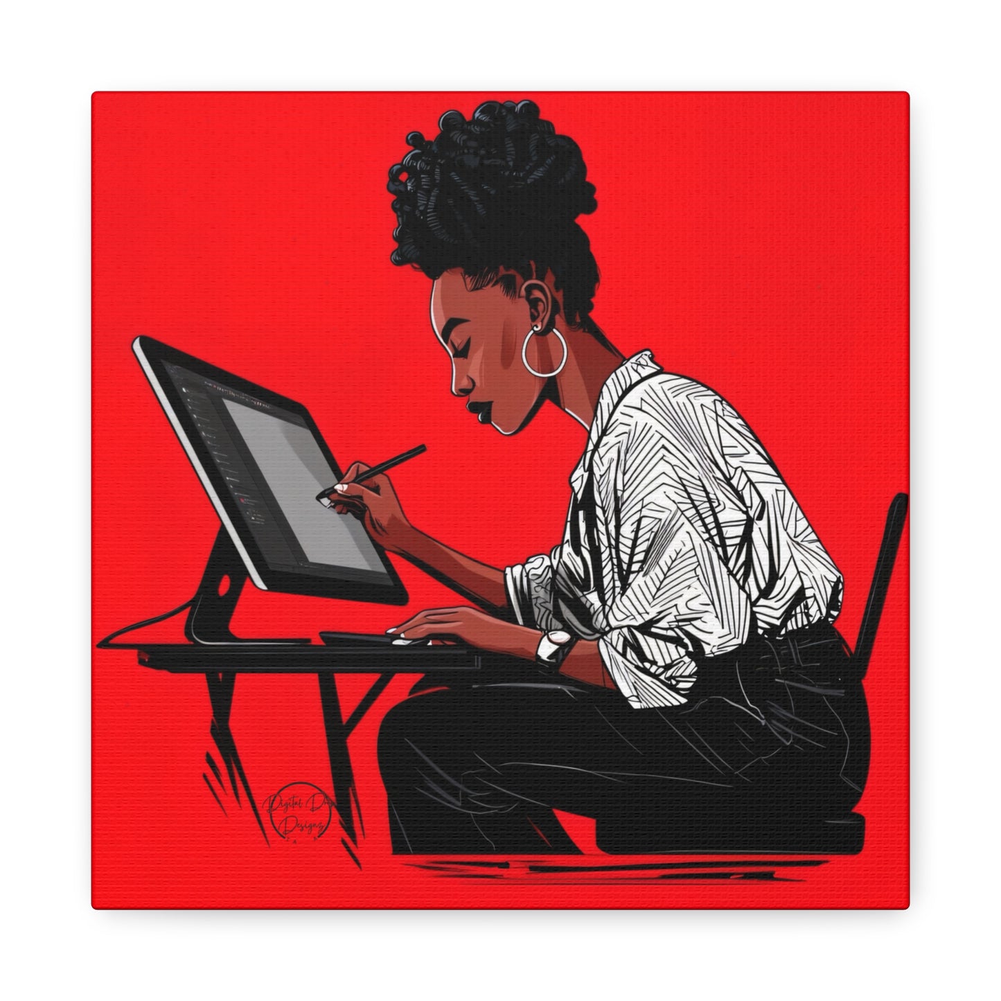 Artistic Canvas Print, Wall Decor, Home Office Inspiration, Gift for Creatives, Modern Art, Black Woman Artist