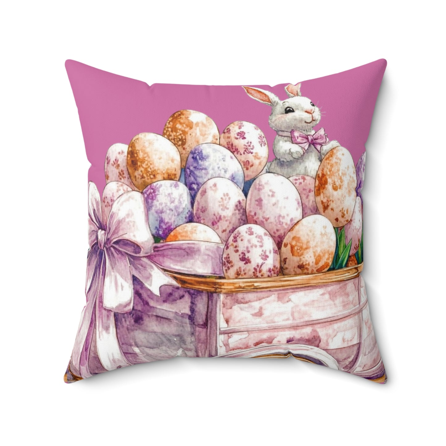 Easter Bunny Decor Pillow, Spring Home Accent, Cute Pillow for Living Room, Easter Gift, Decorative Square Cushion