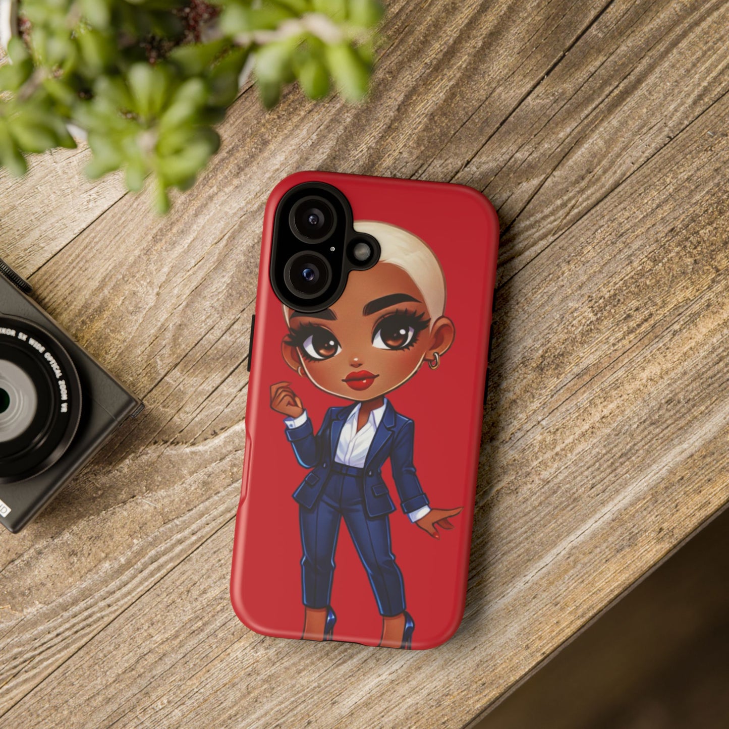 Stylish Phone Case with Confident “Deedra” Character Design, Protects Your Phone, Unique Gift, Trendy Accessory, Fashion Statement