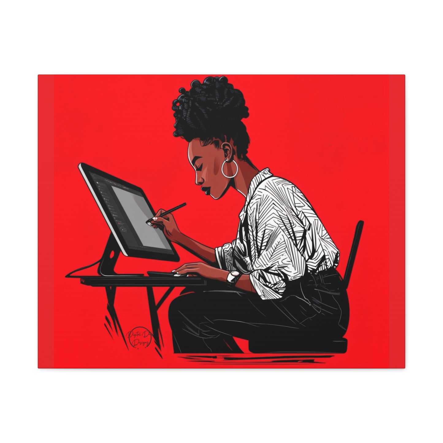 Artistic Canvas Print, Wall Decor, Home Office Inspiration, Gift for Creatives, Modern Art, Black Woman Artist
