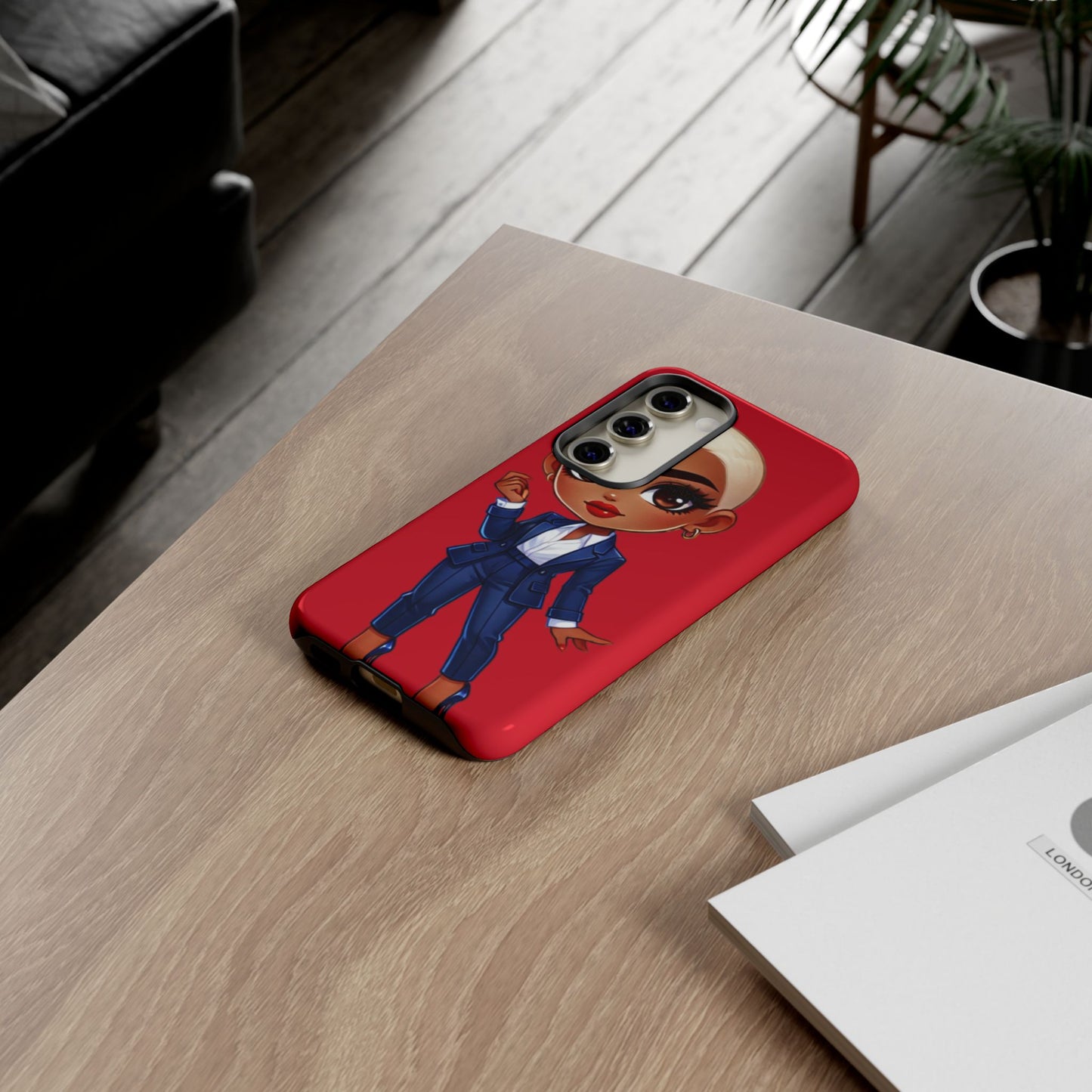 Stylish Phone Case with Confident “Deedra” Character Design, Protects Your Phone, Unique Gift, Trendy Accessory, Fashion Statement