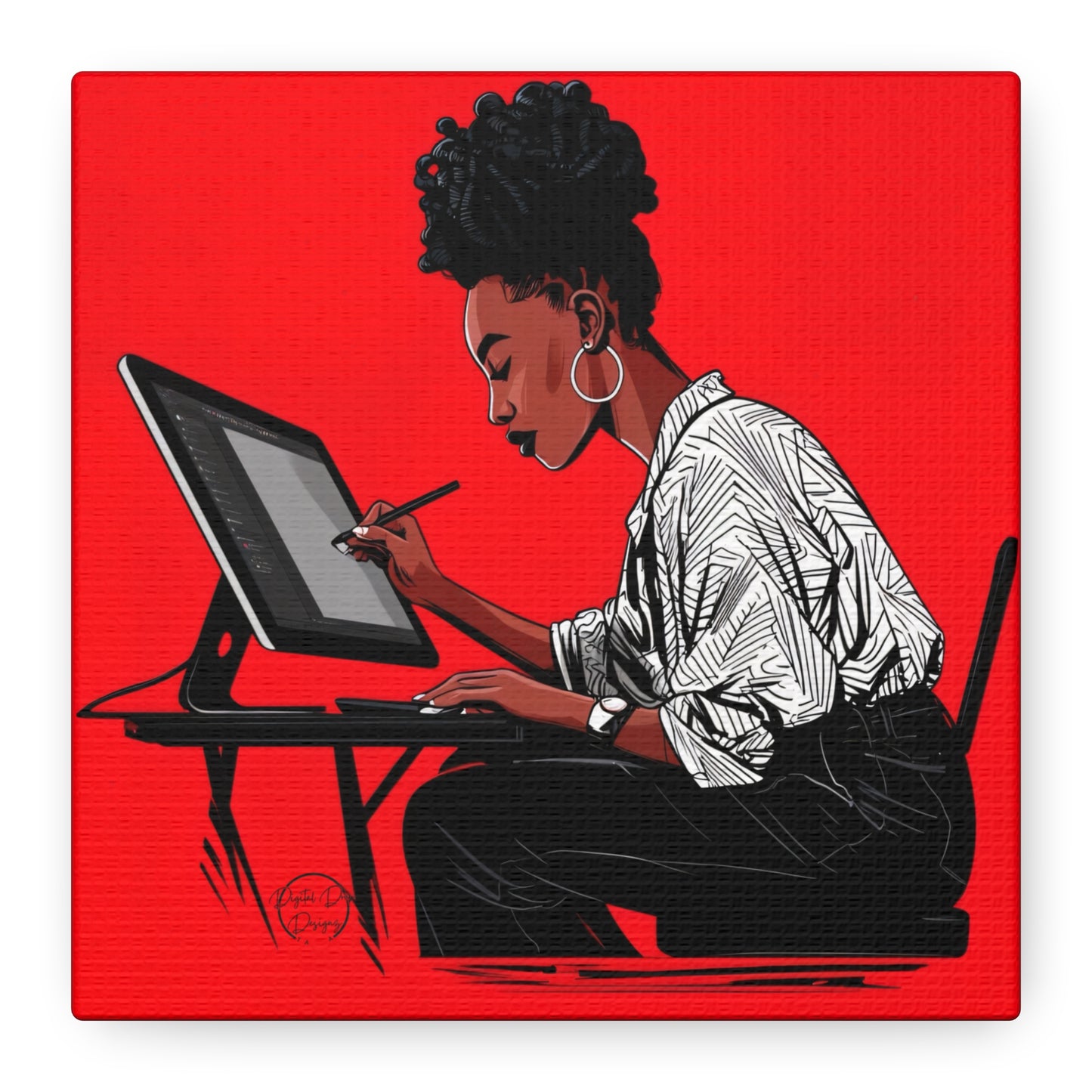 Artistic Canvas Print, Wall Decor, Home Office Inspiration, Gift for Creatives, Modern Art, Black Woman Artist