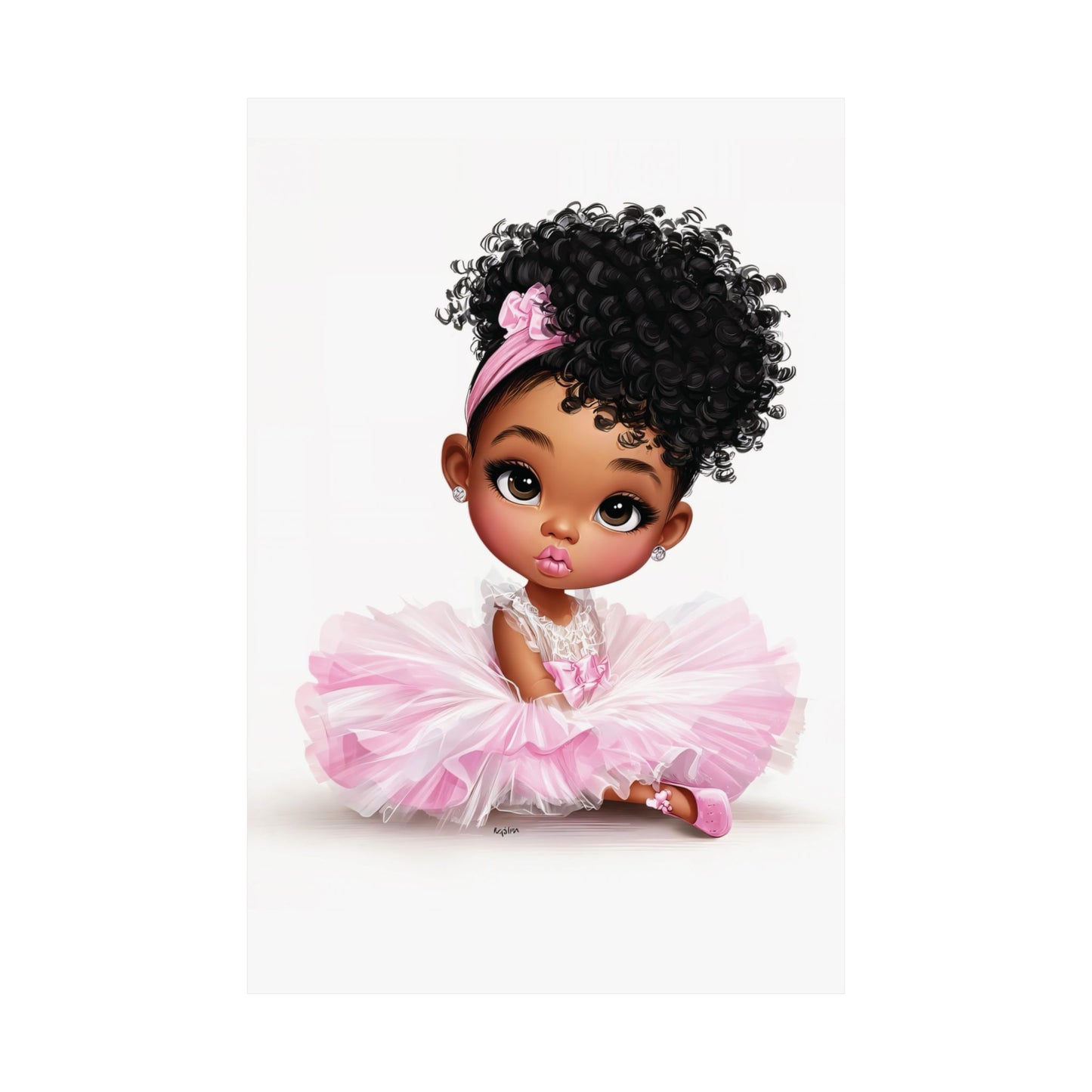 Adorable Princess Art Print, Cute Nursery Decor, Matte Vertical Posters for Kids' Rooms, Pink Kid's Artwork, Birthday Gift Idea