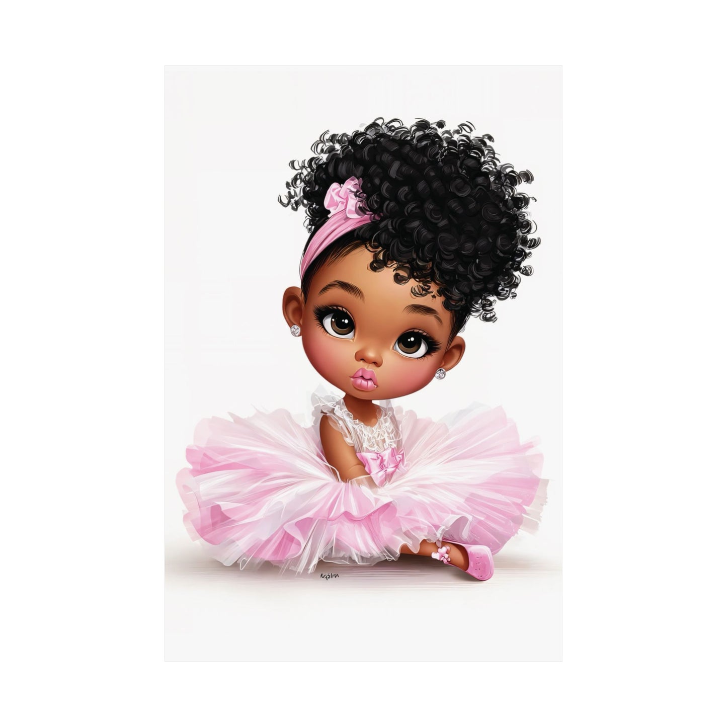 Adorable Princess Art Print, Cute Nursery Decor, Matte Vertical Posters for Kids' Rooms, Pink Kid's Artwork, Birthday Gift Idea