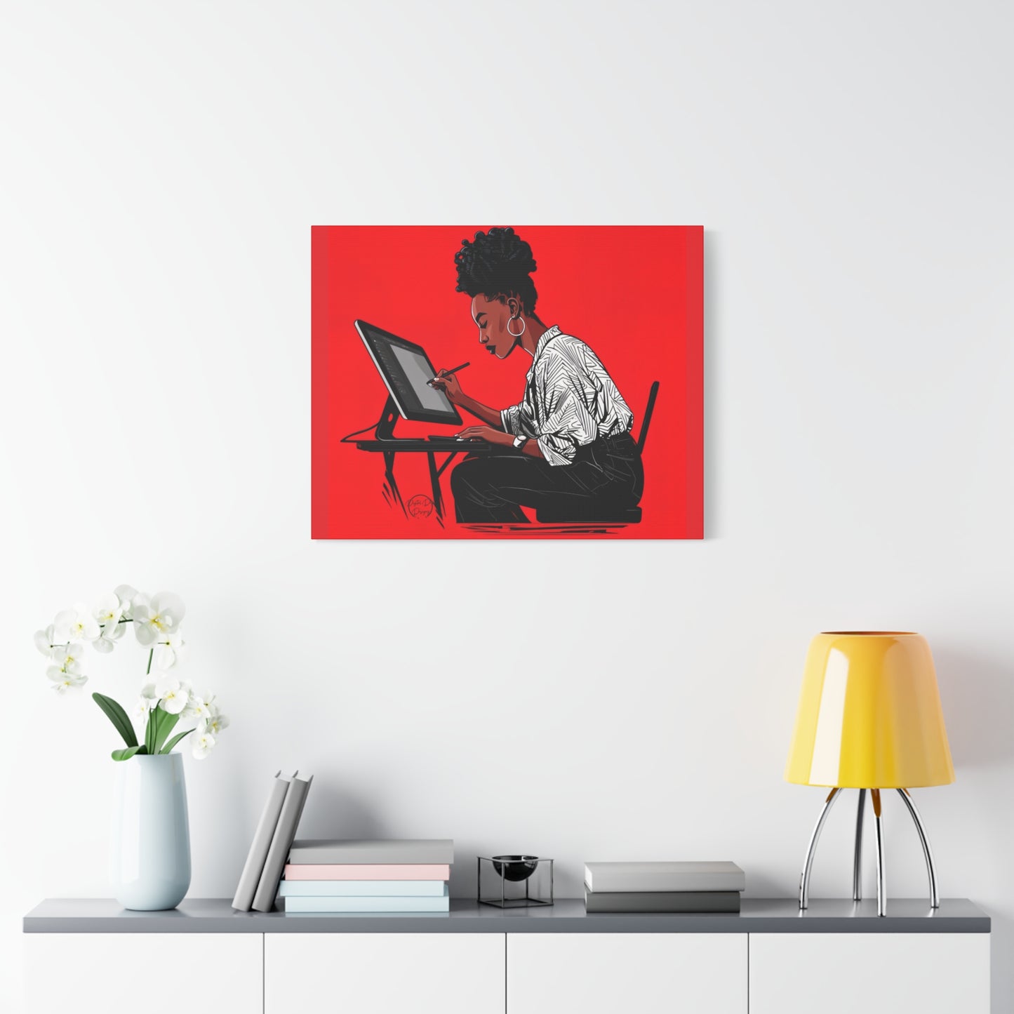 Artistic Canvas Print, Wall Decor, Home Office Inspiration, Gift for Creatives, Modern Art, Black Woman Artist