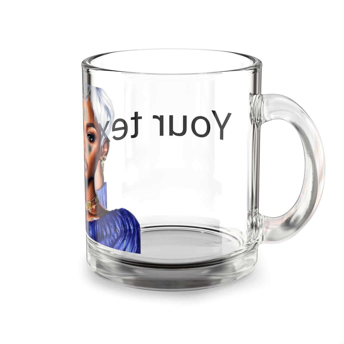 Personalized Elegant Portrait Glass Mug, 10oz Coffee Cup, Chic Gift , Stylish Drink-ware Unique Home Decor Item, Perfect for Birthdays