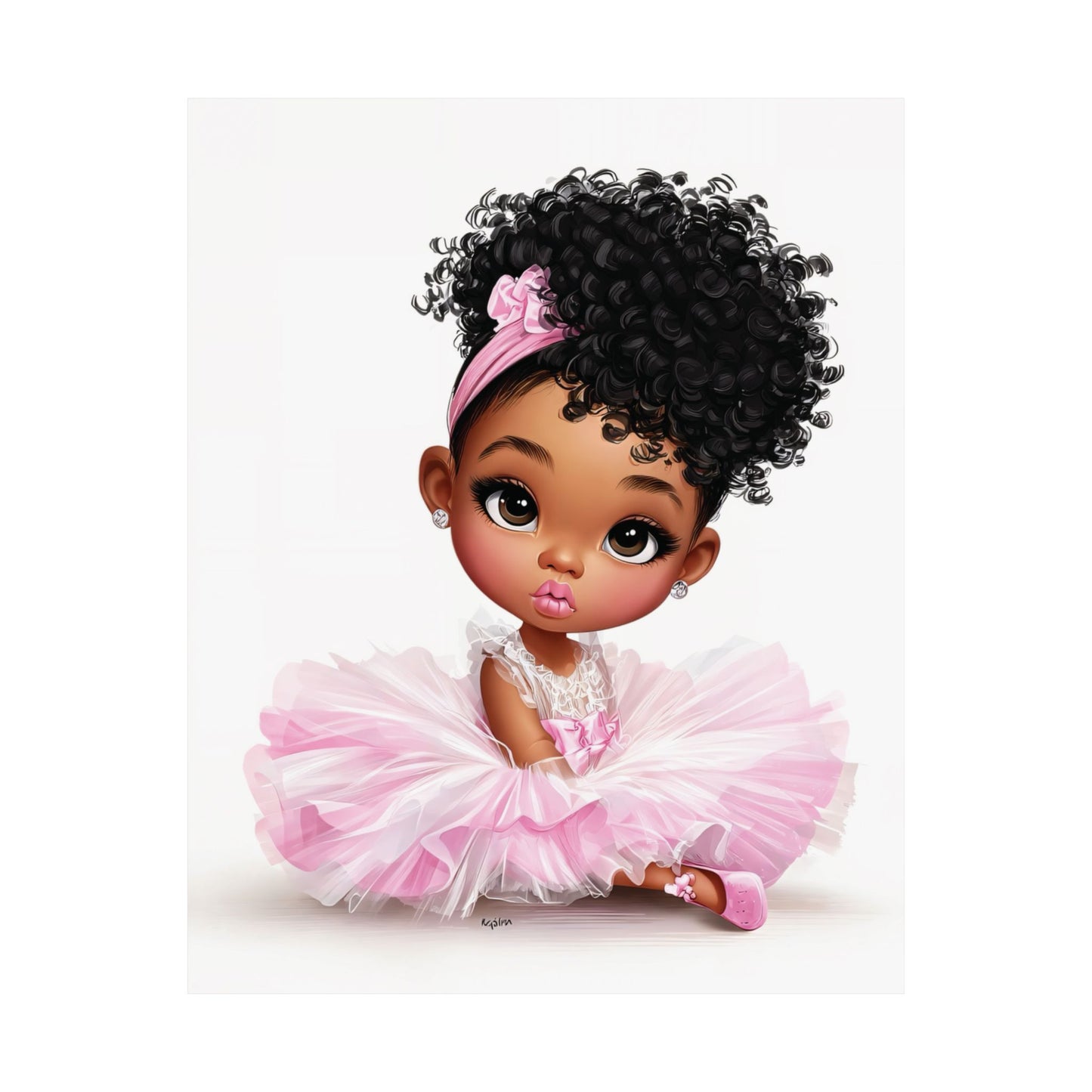 Adorable Princess Art Print, Cute Nursery Decor, Matte Vertical Posters for Kids' Rooms, Pink Kid's Artwork, Birthday Gift Idea